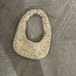 Elegant Cream Beaded Women's Bag
